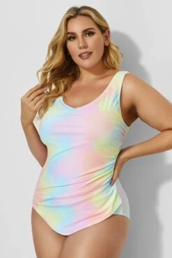 Rainbow Sarong Front One Piece Swimsuit For Lady -Bikini By Muse b deop011002 2