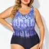 Purple High Neck Tummy Control One Piece Swimsuit