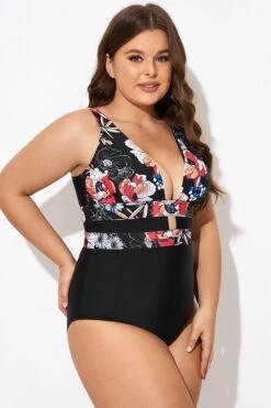 Floral Print Cut Out One Piece Swimsuit -Bikini By Muse b deop032001 6