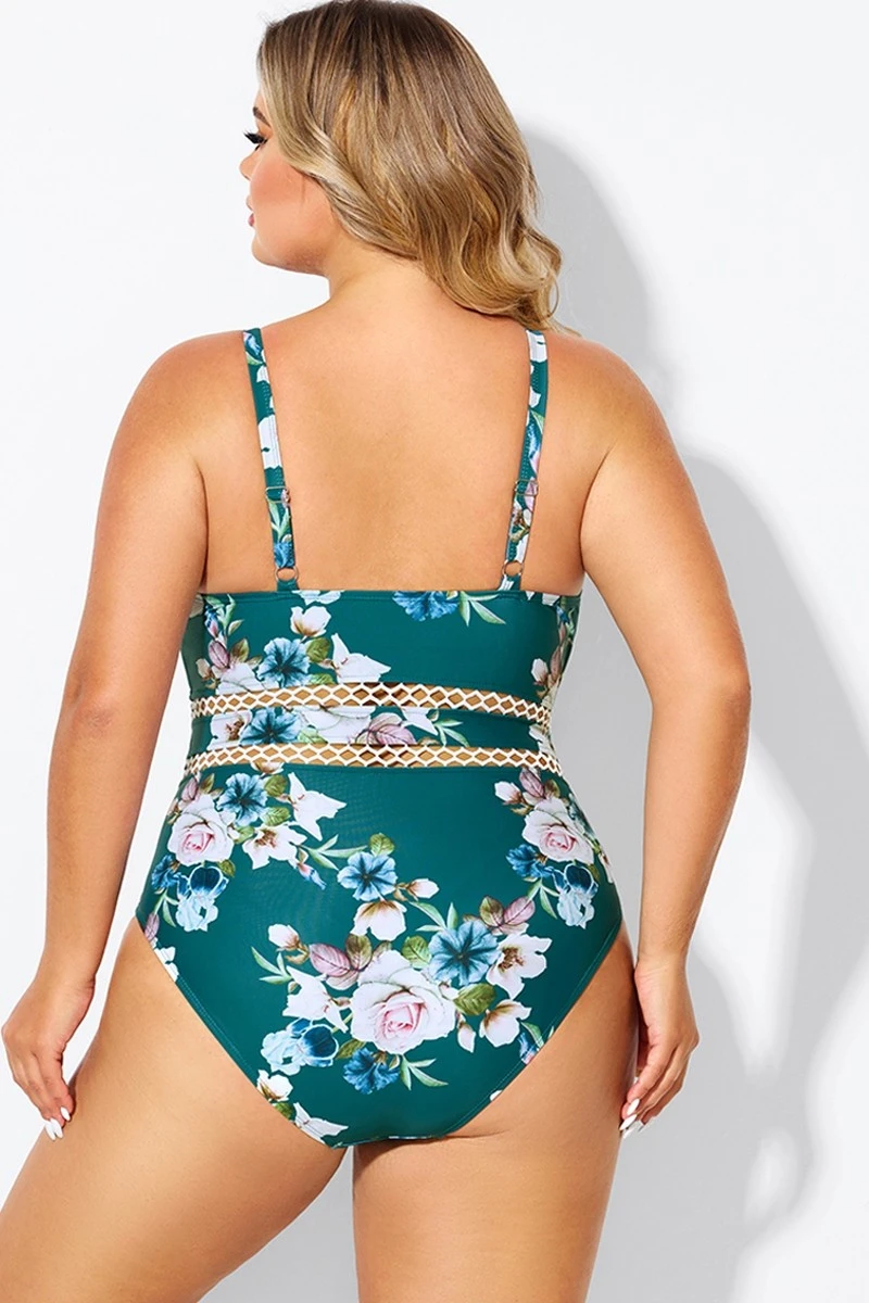 Floral Print Plunge V-neck One Piece Swimsuit 2 Floral Print Plunge V-neck One Piece Swimsuit - Image 2