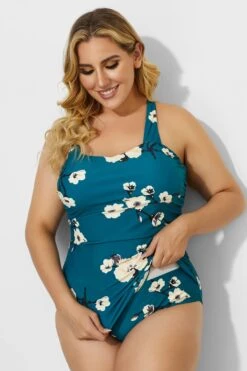 Green H-Back Sarong Front One Piece Swimsuit 6 Green H-Back Sarong Front One Piece Swimsuit -Bikini By Muse b deop065009 2