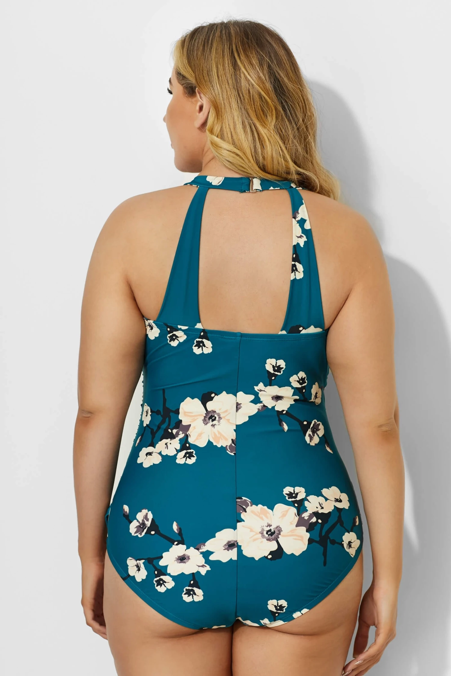 Green H-Back Sarong Front One Piece Swimsuit 2 Green H-Back Sarong Front One Piece Swimsuit - Image 2