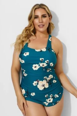 Green H-Back Sarong Front One Piece Swimsuit 7 Green H-Back Sarong Front One Piece Swimsuit -Bikini By Muse b deop065009 4