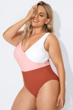 V-Neckline Criss-cross Style One Piece Swimsuits -Bikini By Muse b deop087001 3