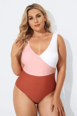 V-Neckline Criss-cross Style One Piece Swimsuits -Bikini By Muse b deop087001 4