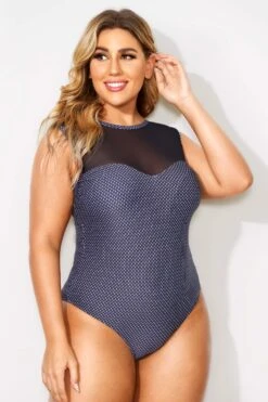 Black Mesh Sweetheart Neckline One Piece Swimsuit -Bikini By Muse b deop089007 4