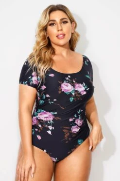 Flower Printed Elastic Women One Piece Swimsuit -Bikini By Muse b deop090005 4