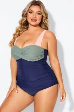 Sweetheart Neck Color Block One Piece Swimsuit -Bikini By Muse b deop097003 4