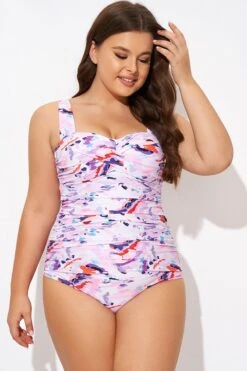Pink Sweetheart Neckline Tie Dye One Piece Swimsuit -Bikini By Muse b deop097005 3