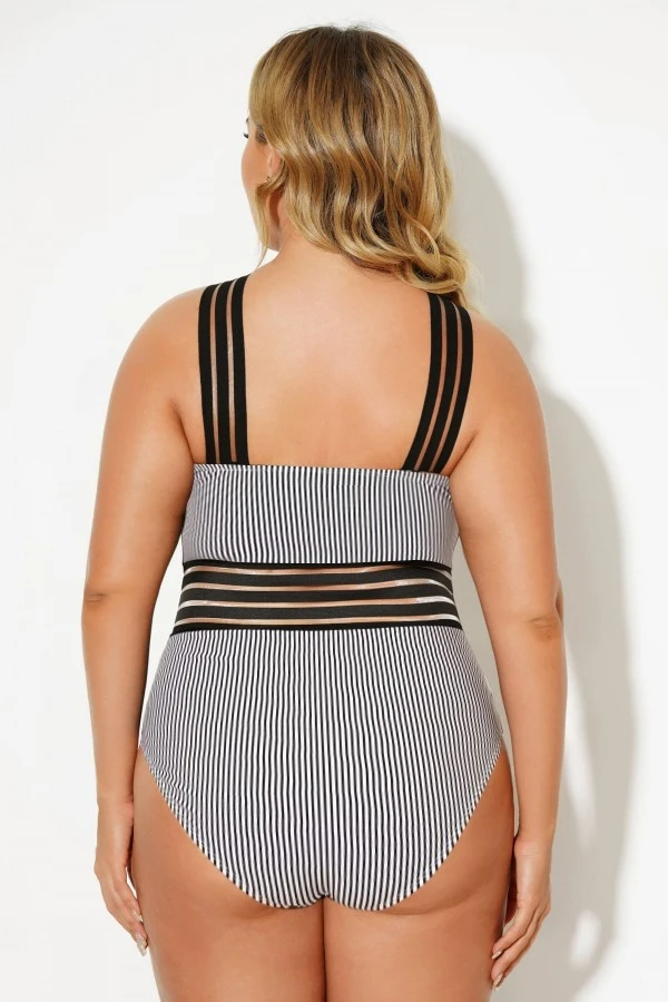 Stripe Crossover Vintage One Piece Swimsuit 2 Stripe Crossover Vintage One Piece Swimsuit - Image 2