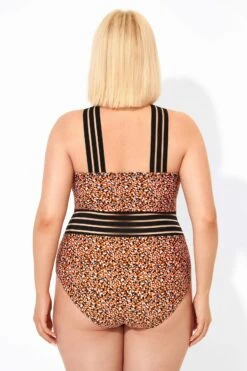 Printed Mesh Elastic One Piece Swimsuit For Lady -Bikini By Muse b deop115004 2