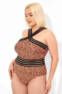 Printed Mesh Elastic One Piece Swimsuit For Lady -Bikini By Muse b deop115004 3