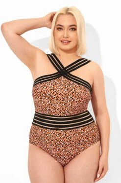 Printed Mesh Elastic One Piece Swimsuit For Lady -Bikini By Muse b deop115004 4