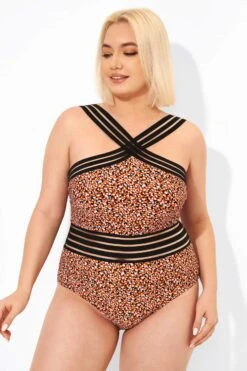 Printed Mesh Elastic One Piece Swimsuit For Lady -Bikini By Muse b deop115004 5