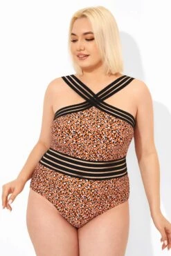 Printed Mesh Elastic One Piece Swimsuit For Lady -Bikini By Muse b deop115004 6