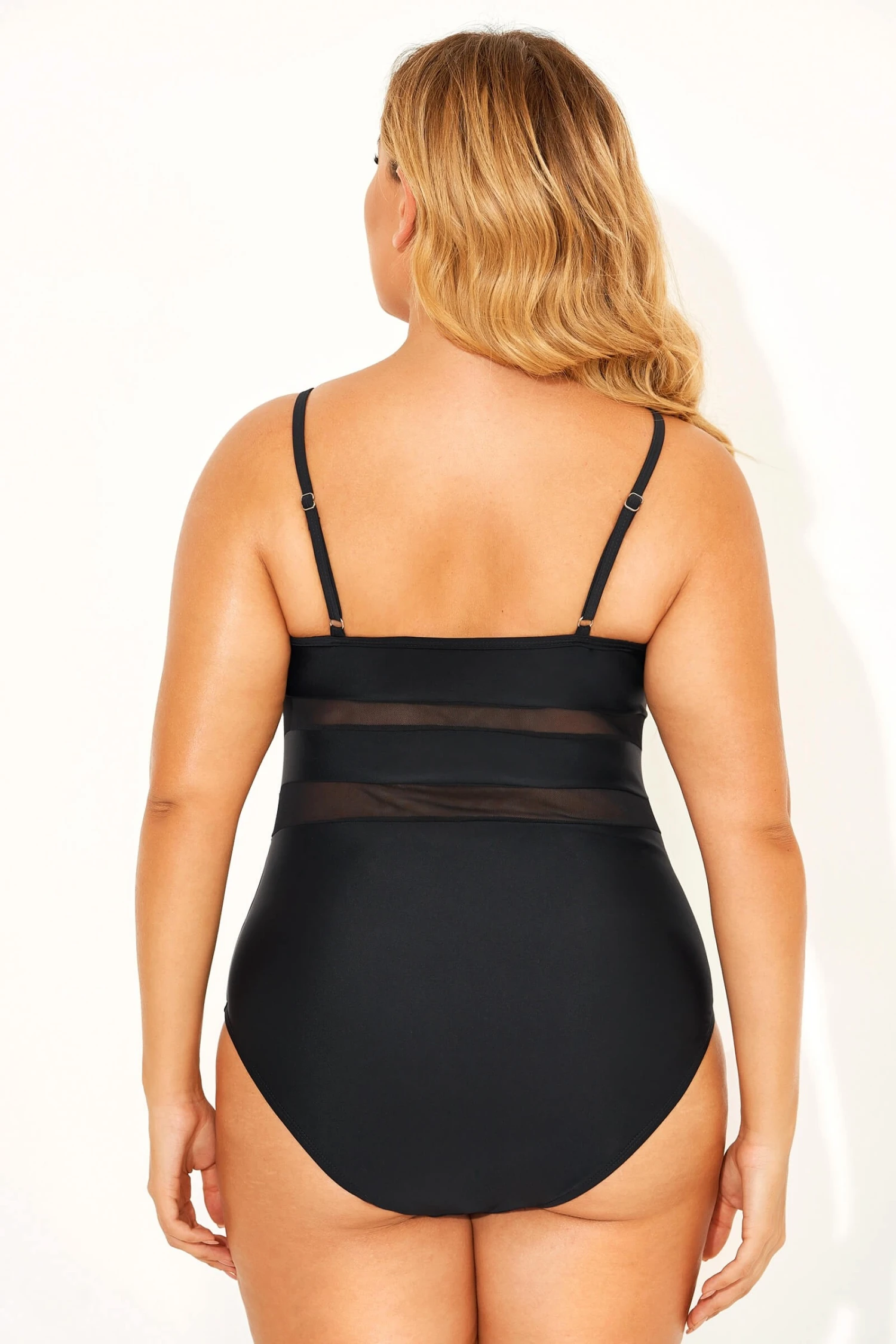 Black Mesh V-neck Women One Piece Swimsuit 2 Black Mesh V-neck Women One Piece Swimsuit - Image 2