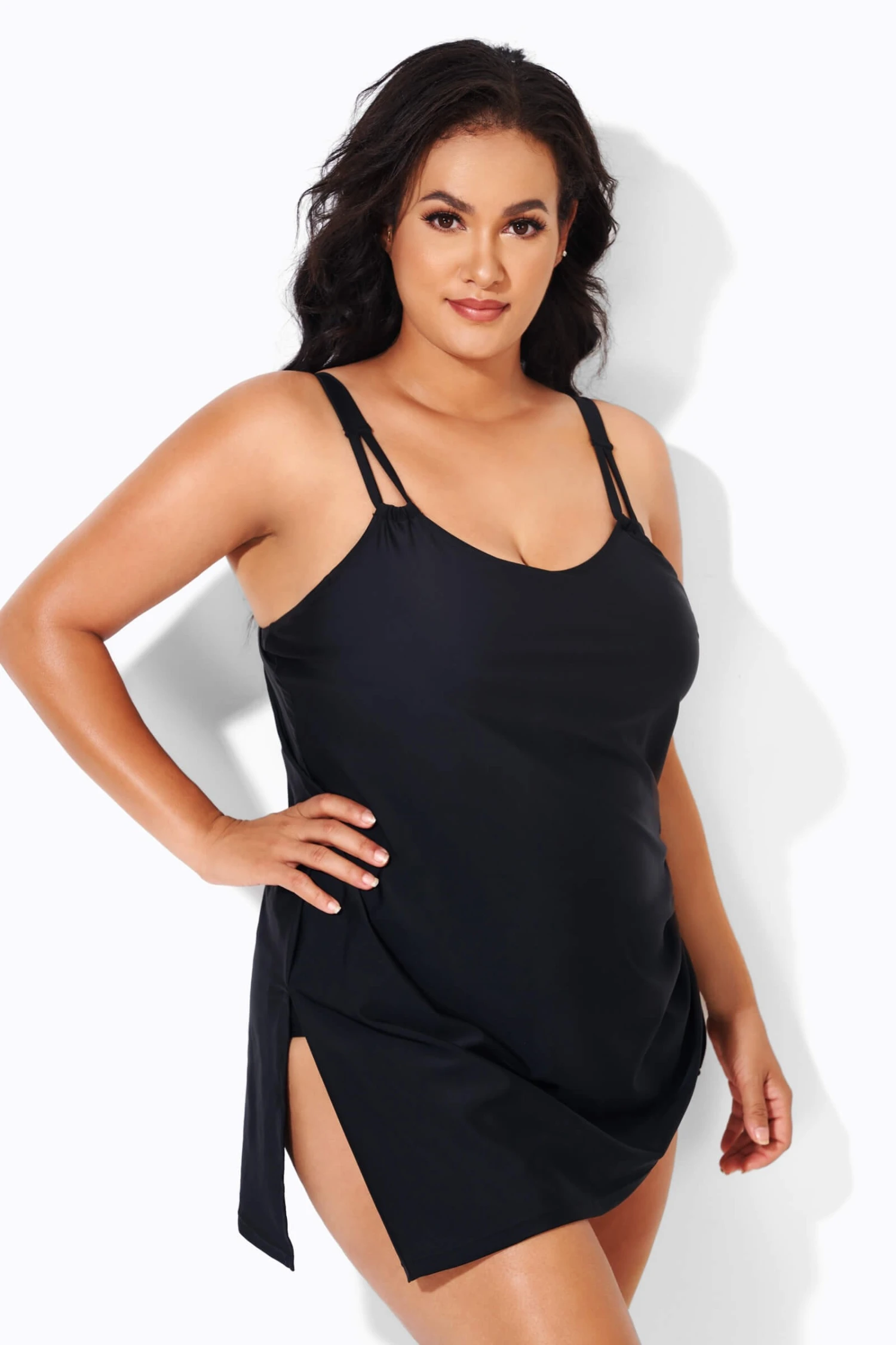 Black Classic Adjustable Stretch Straps One Piece Swimsuit 2 Black Classic Adjustable Stretch Straps One Piece Swimsuit - Image 2