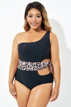 Sexy Leopard Print Tie Cut Out One Piece Swimsuit 11 Sexy Leopard Print Tie Cut Out One Piece Swimsuit -Bikini By Muse b deop208001 6