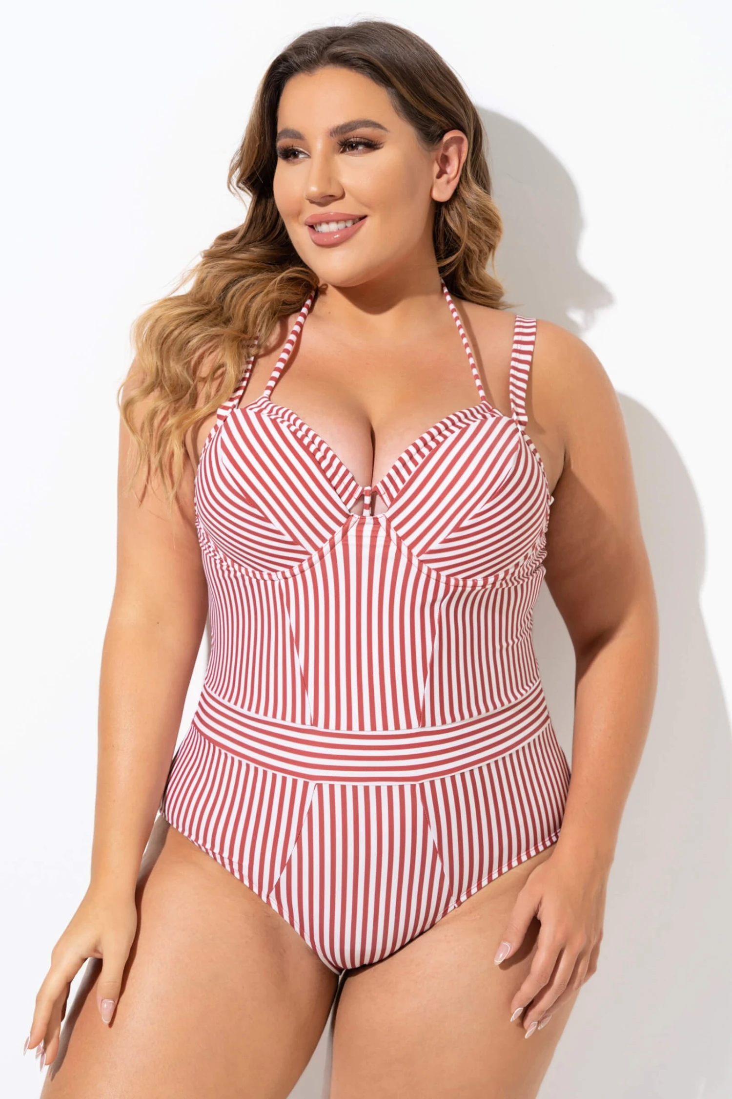 Vintage Red Stripe Underwire One Piece Swimsuit 5 Vintage Red Stripe Underwire One Piece Swimsuit - Image 5