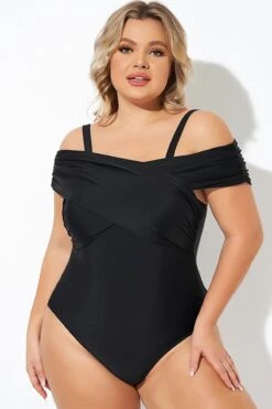 Black Crisscross Convertible Front Lined One Piece Swimsuit -Bikini By Muse b deop270001 6