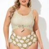 Cactus Stripe Daisy Knotted One Piece Swimsuit