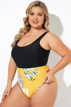 Floral Print Cutout Low Waist One Piece Swimsuit -Bikini By Muse b deop273001 3