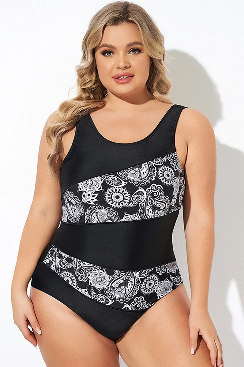 Flower Pattern Round Neck One Piece Swimsuit 3 Flower Pattern Round Neck One Piece Swimsuit - Image 3