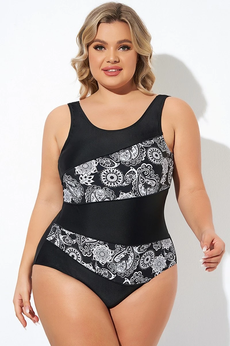 Flower Pattern Round Neck One Piece Swimsuit 5 Flower Pattern Round Neck One Piece Swimsuit - Image 5