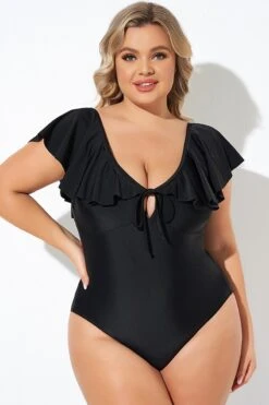Black Sexy Cut Out Sleeves One Piece Swimsuit -Bikini By Muse b deop282001 6