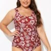 Flower Scoop Neck And Back One Piece Swimsuit
