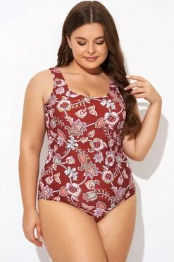 Flower Scoop Neck And Back One Piece Swimsuit -Bikini By Muse b deop291001 4