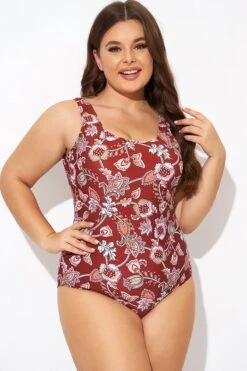 Flower Scoop Neck And Back One Piece Swimsuit -Bikini By Muse b deop291001 5