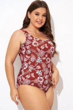 Flower Scoop Neck And Back One Piece Swimsuit -Bikini By Muse b deop291001 6