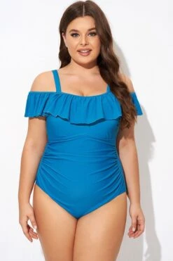 Ruffled V-neckline Adjustable Shoulder Straps One Piece Swimsuit 9 Ruffled V-neckline Adjustable Shoulder Straps One Piece Swimsuit -Bikini By Muse b deop304001 1