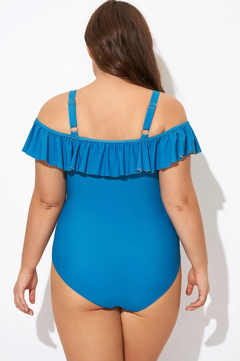 Ruffled V-neckline Adjustable Shoulder Straps One Piece Swimsuit 2 Ruffled V-neckline Adjustable Shoulder Straps One Piece Swimsuit - Image 2
