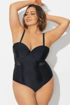 Plus Size Mesh Underwire One Piece Swimsuit