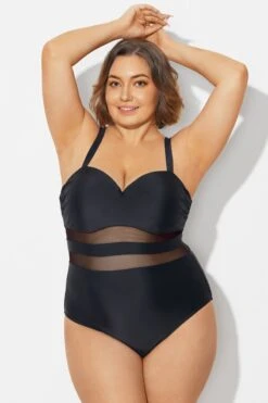 Plus Size Mesh Stitching Sling One Piece Swimsuit -Bikini By Muse b deop314001 4