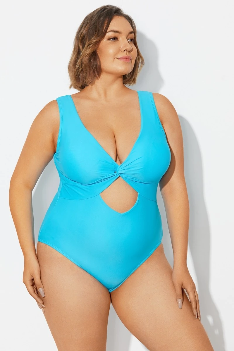 Blue Twist Knot Shimmer One Piece Swimsuit 3 Blue Twist Knot Shimmer One Piece Swimsuit - Image 3