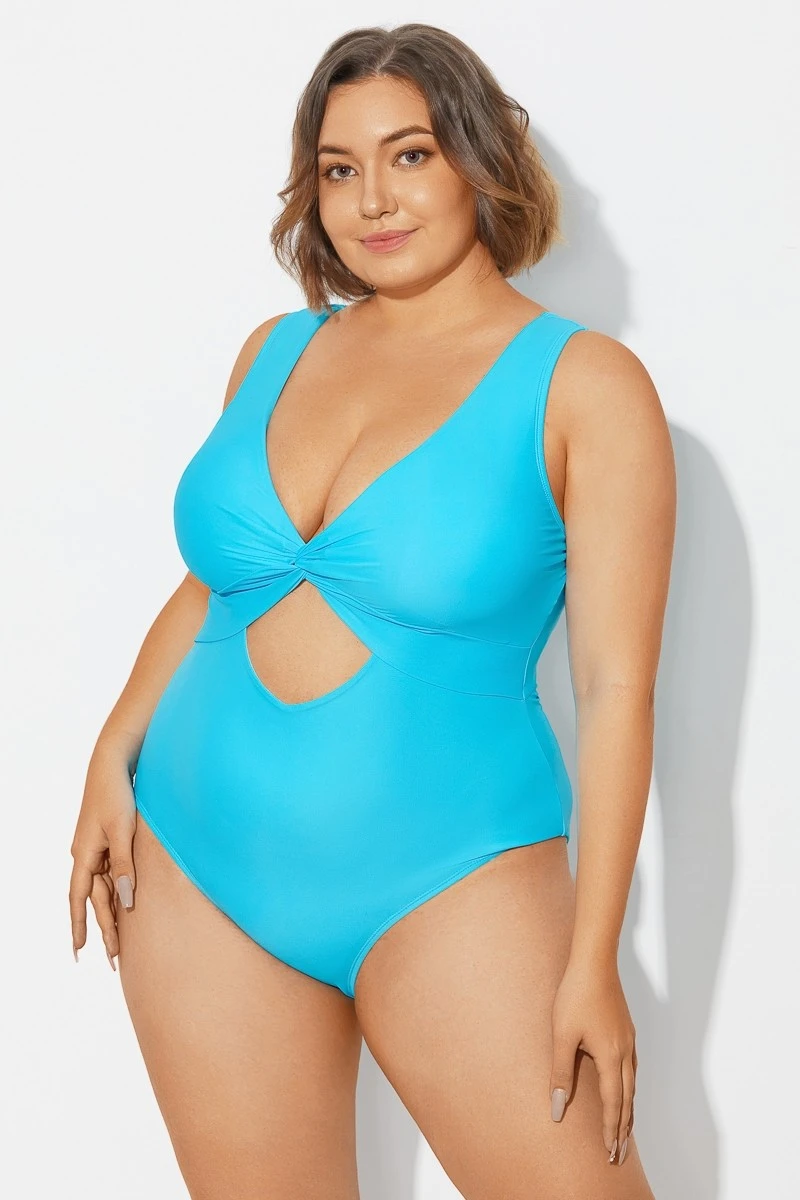 Blue Twist Knot Shimmer One Piece Swimsuit 6 Blue Twist Knot Shimmer One Piece Swimsuit - Image 6