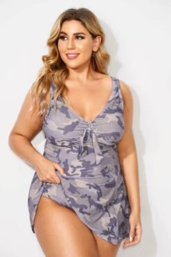 Fashionable Camouflage Sweetheart Neckline Women Swimdress -Bikini By Muse b desd001001 3