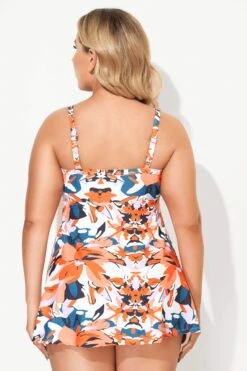 Sweetheart Neckline Flower Backless Tie Front Swimdress -Bikini By Muse b desd006002 2