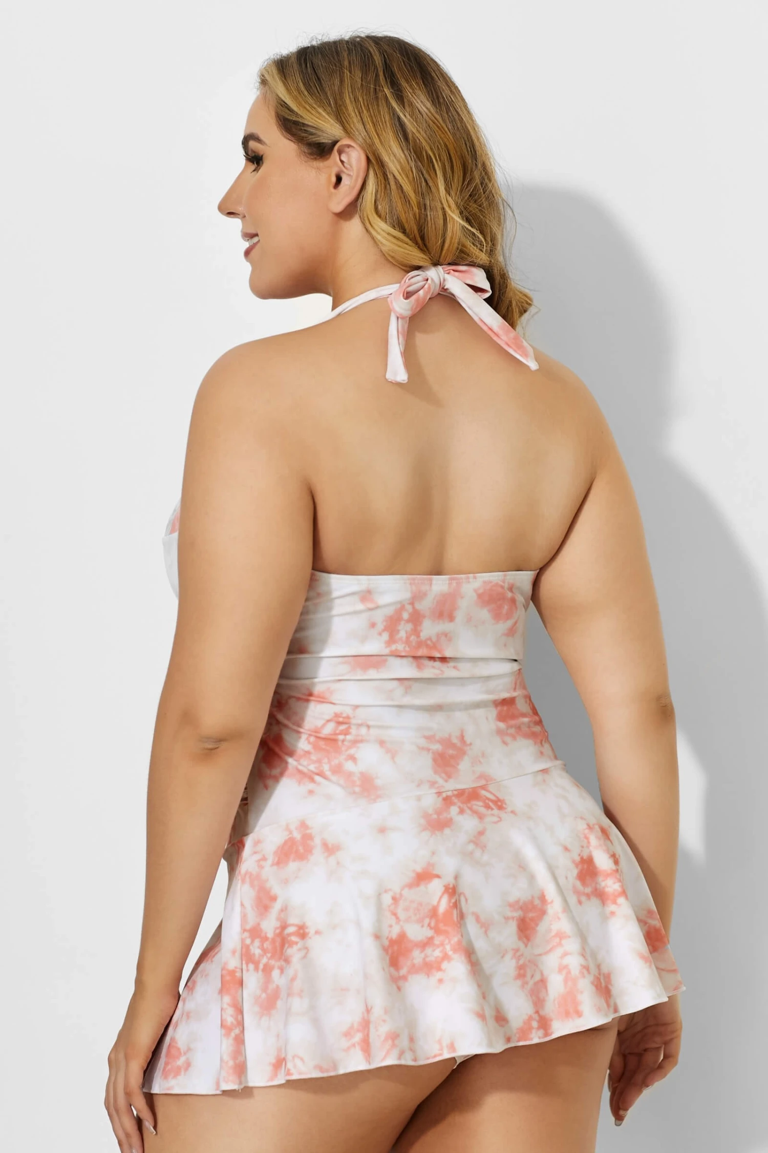 Tie Dye Printed Self-tie Halter Vintage Swimdress 3 Tie Dye Printed Self-tie Halter Vintage Swimdress - Image 3