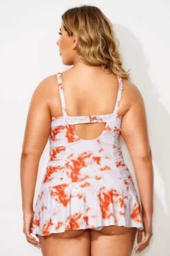 Tie Dye Printed Adjustable Straps Elegant Swimdress -Bikini By Muse b desd030002 2