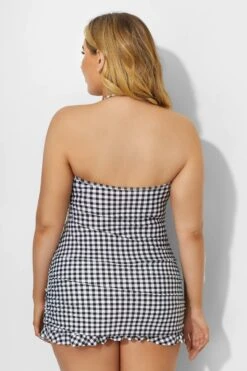 Lattice Bandeau Neckline Fringe Ruffle Hem Swimdress -Bikini By Muse b desd033002 4