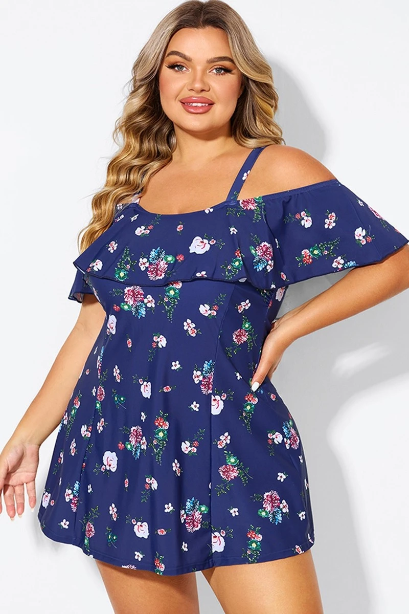 Floral Off Shoulder Tummy Control Lady Swimdress 1 Floral Off Shoulder Tummy Control Lady Swimdress