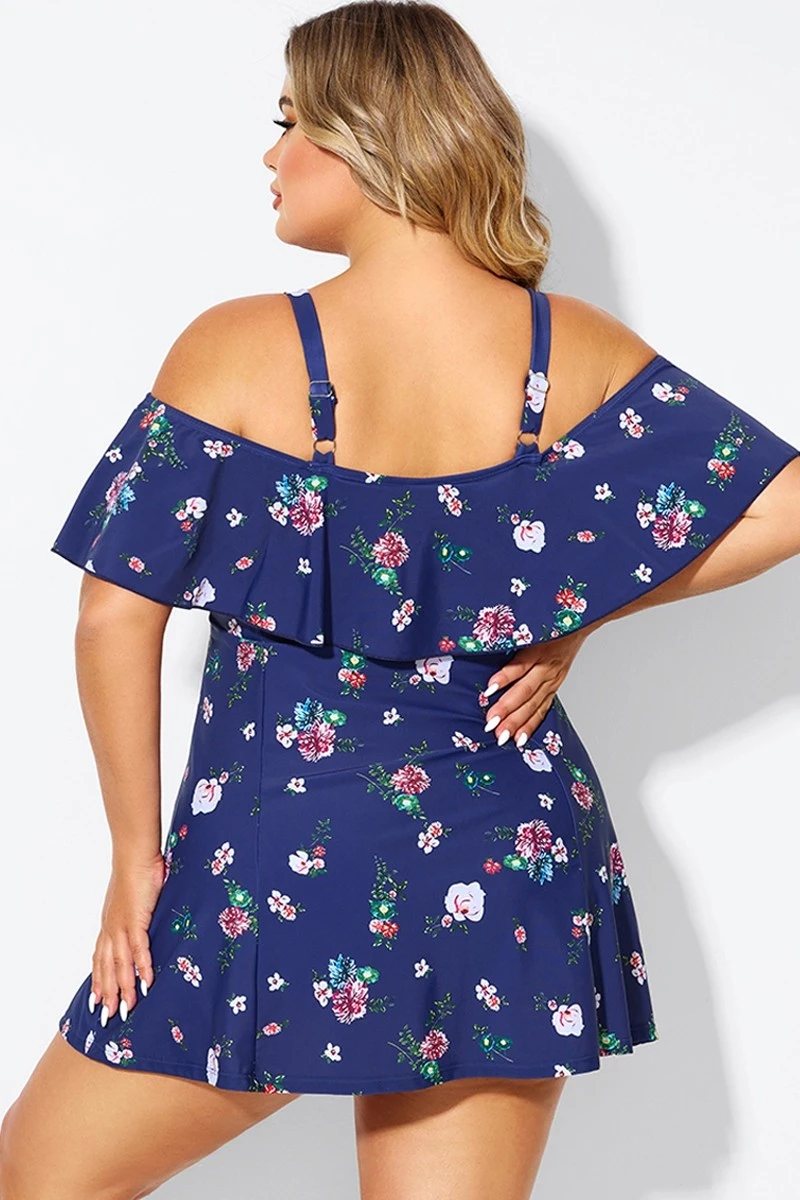 Floral Off Shoulder Tummy Control Lady Swimdress 2 Floral Off Shoulder Tummy Control Lady Swimdress - Image 2