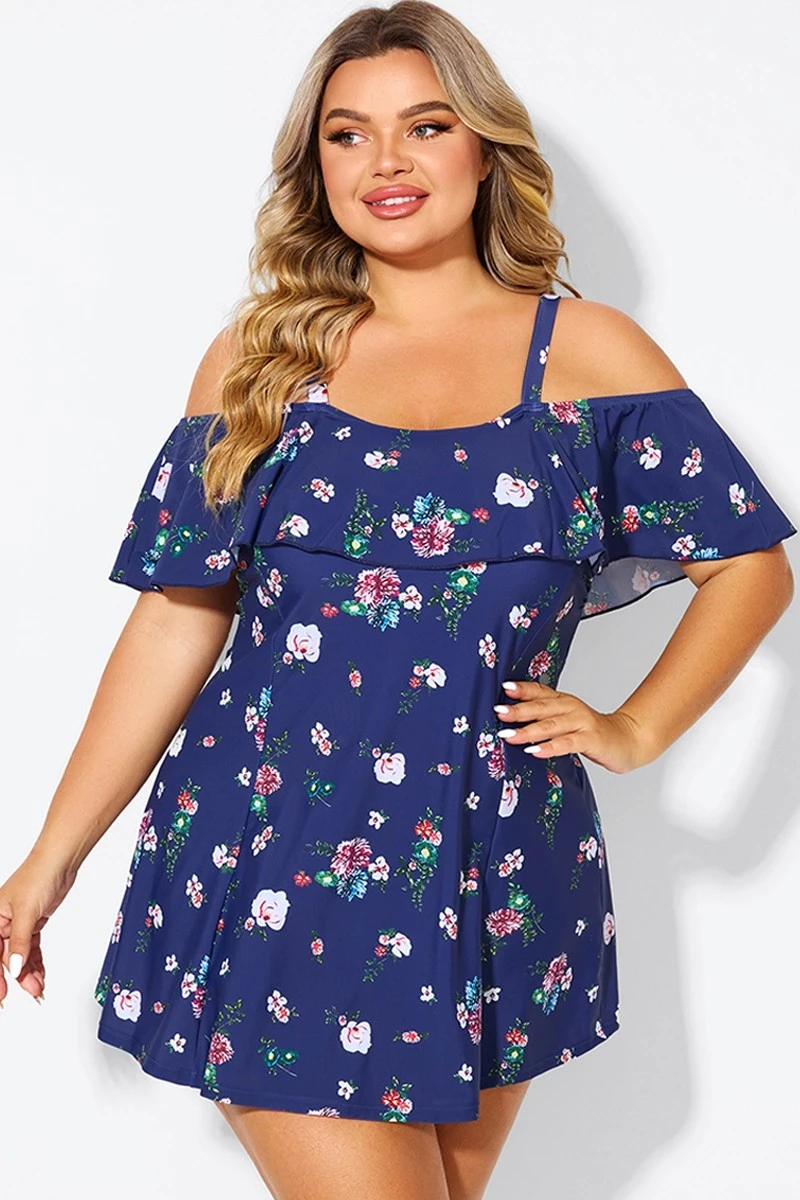 Floral Off Shoulder Tummy Control Lady Swimdress 3 Floral Off Shoulder Tummy Control Lady Swimdress - Image 3