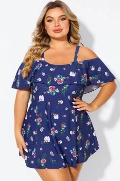 Floral Off Shoulder Tummy Control Lady Swimdress 9 Floral Off Shoulder Tummy Control Lady Swimdress -Bikini By Muse b desd049005 4