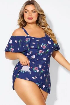 Floral Off Shoulder Tummy Control Lady Swimdress 10 Floral Off Shoulder Tummy Control Lady Swimdress -Bikini By Muse b desd049005 6