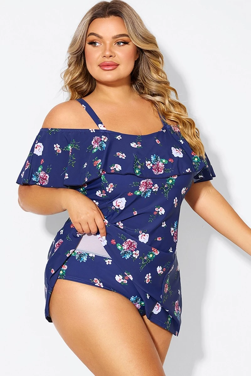 Floral Off Shoulder Tummy Control Lady Swimdress 5 Floral Off Shoulder Tummy Control Lady Swimdress - Image 5